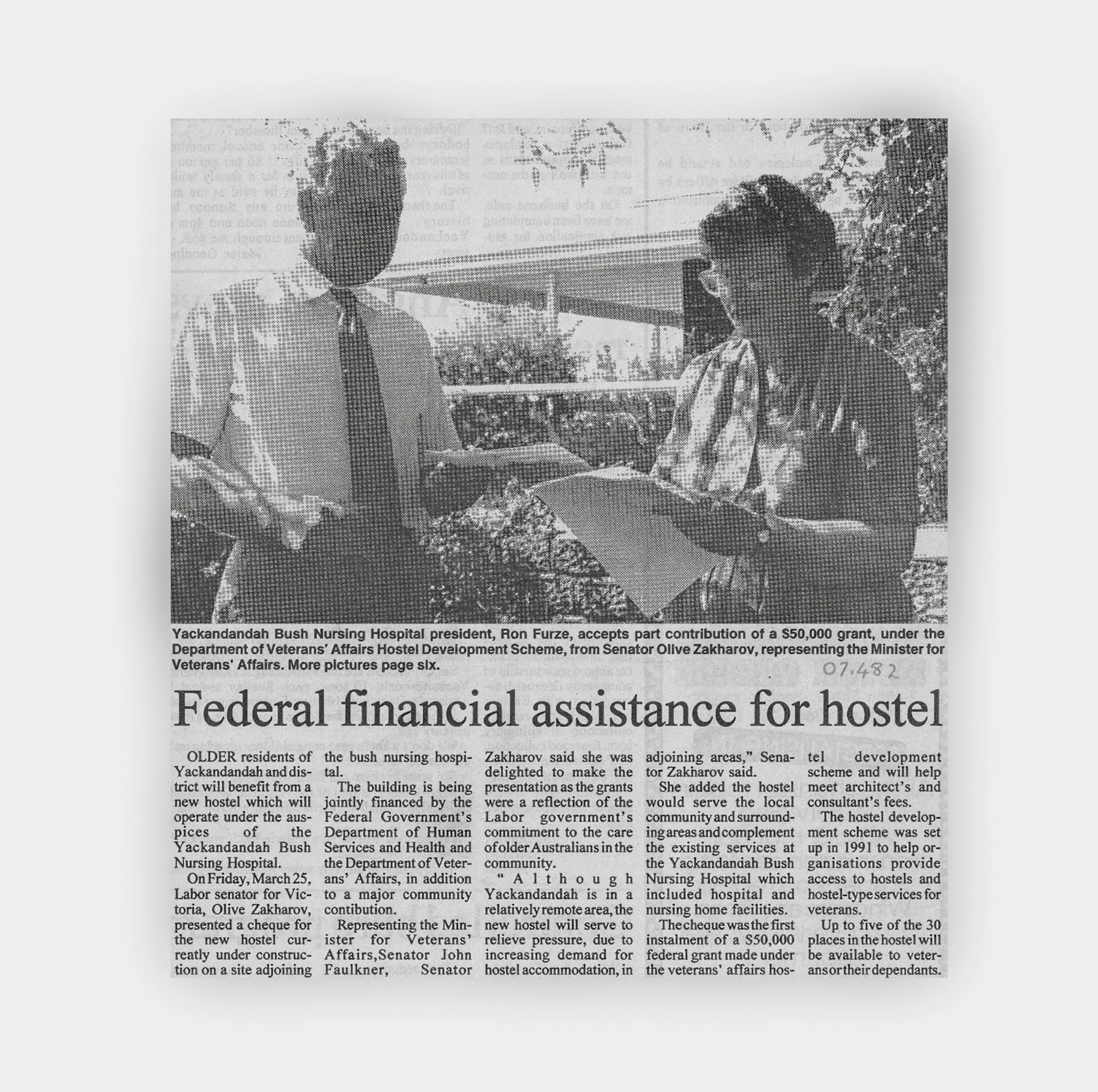 Yackandandah Aged Care timeline - 1992